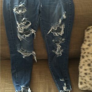 Distressed Blue Denim Jeans